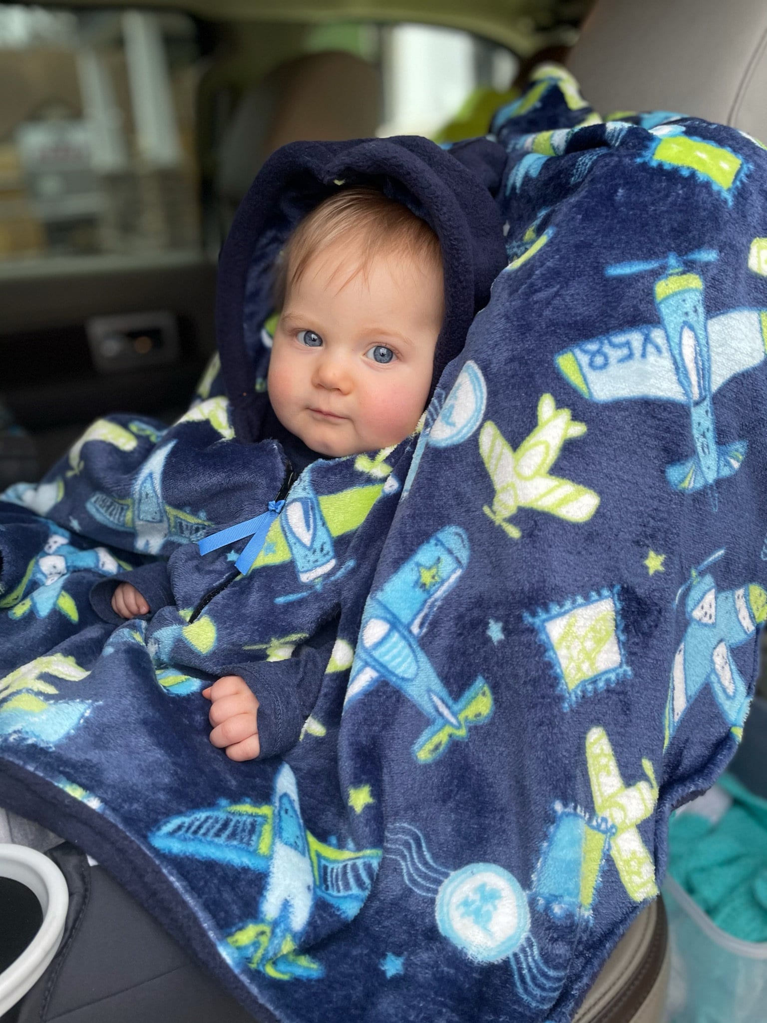 Personalized Fleece Car Seat Poncho, Winter Hooded Travel Cape, Sizes Available 6 months to 8 years old