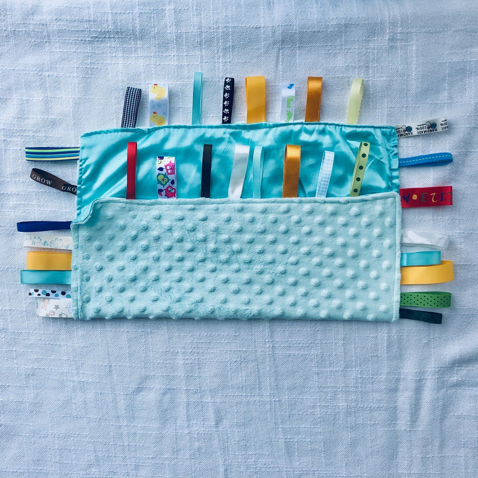 Personalized Ribbon Tag Blanket Lovey Blanket Sensory Etsy