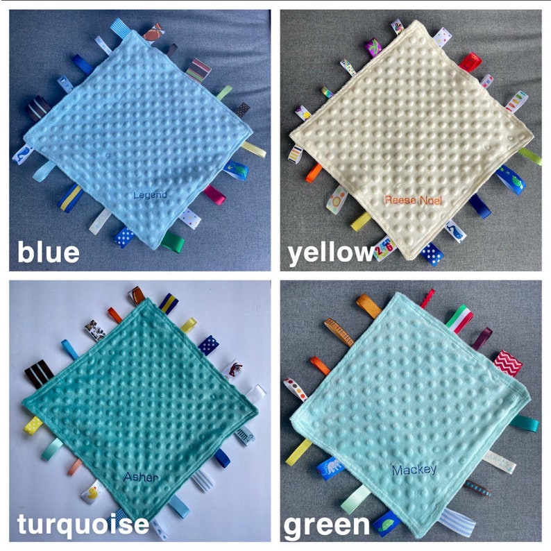 Personalized Ribbon Tag Blanket Lovey Blanket Sensory Etsy