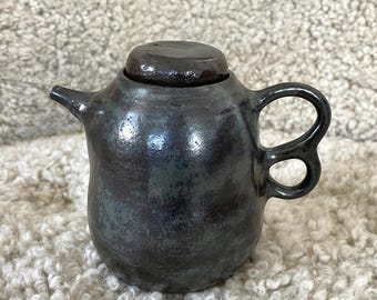 Handmade Black Clay Teapot: Stoneware Tea Set, Swiss Design