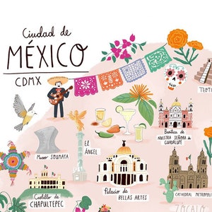 Mexiko-Stadt Illustrierte Landkarte