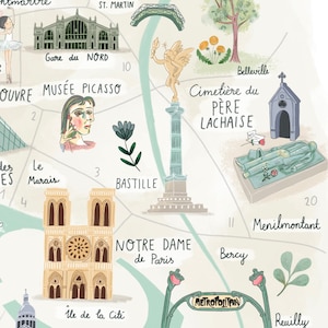 Printable Paris Illustrated Map, Art Print - Etsy