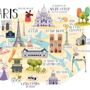 Illustrierte Landkarte von Paris