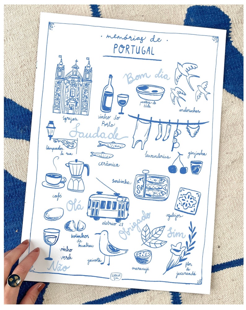 Portugal Illustrated Poster Portugal Lisbon Illustration Art Print Etsy