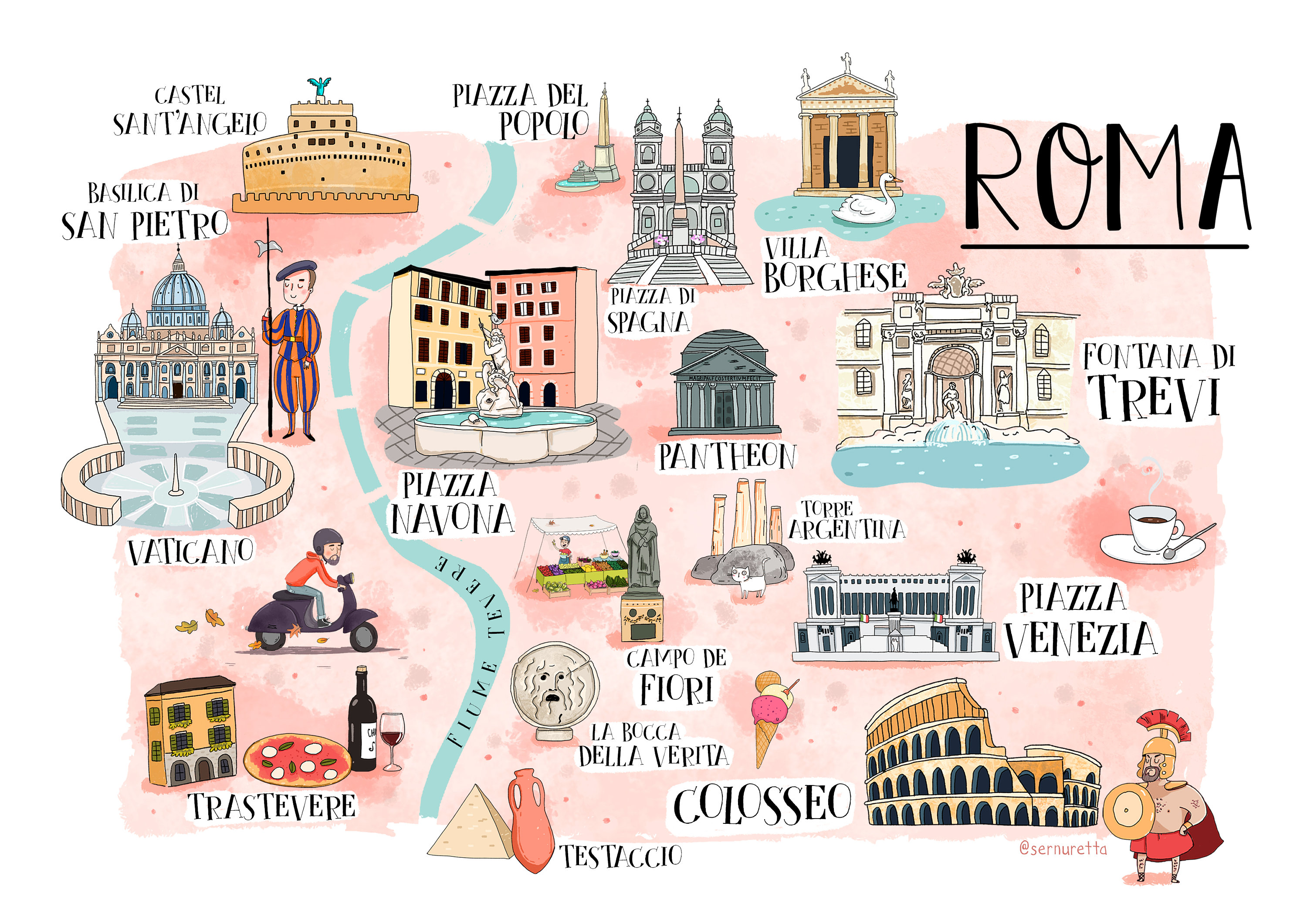 maps of rome showing attractions