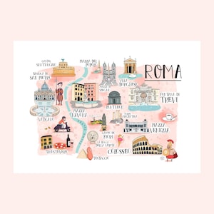 Mappa illustrata di Roma - Download digitale stampabile in formato A3