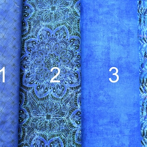 Moody Blues 100% cotton Royal Midnight Indigo Sapphire Blue Ferns Floral Medallions Mottled Tonals