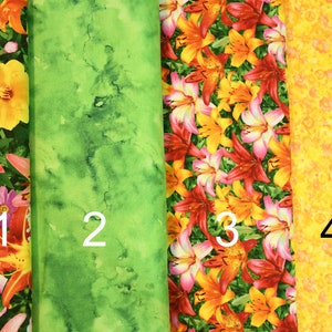 Lirios 100% algodón Rosa Naranja Morado Blanco Magenta Rojo Dorado Verde Flores Hojas