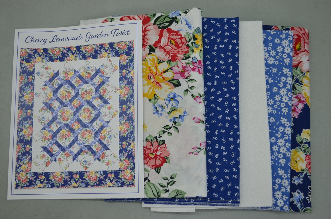Garden Twist Quilt Kit. Cherry Lemonade 100 Cotton Fabric Etsy