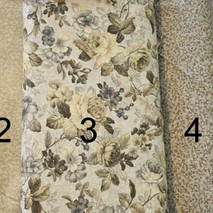 Mayfield Collection 100% Cotton. Cream Taupe Gold Gray Floral Paisley Scroll Antique tones