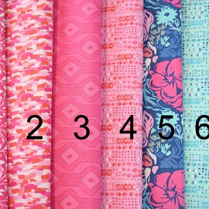 Paradiso for Moda 100% cotton Pink Blue Teal Coral Floral Textures Geometrics