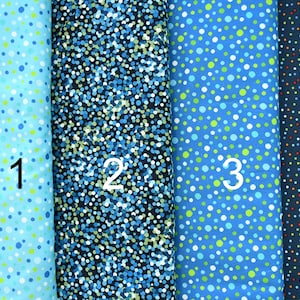 Dots & Spots 100% cotton Blue White Lime Turquoise Red Orange Green Dots Turquoise Blue Navy Backgrounds Novelty Prints