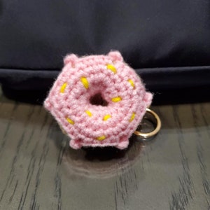 Crochet Keychain/ Donut Keychain/ Pink Keychain