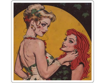 Sapphische vrouwen in de liefde Harlivy Pinup kunst 3x3 vinyl sticker