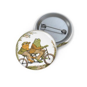 Frog Duo Riding Bicycle Pin Button