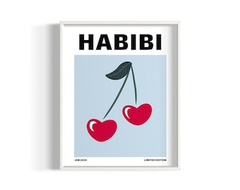 Arabische Arabische muurkunstdruk Habibi - romantisch schrift op papier of canvas