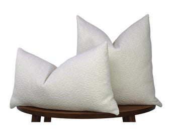 White Textured Boucle Pillow | Luxe Zara Tweed Boucle Fabric | Vintage-Inspired Design for Modern Elegance