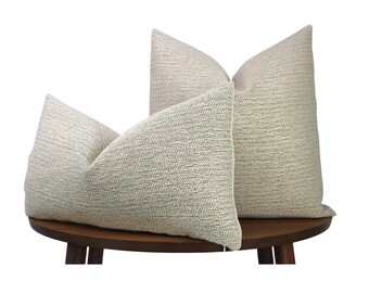 Neutral Chunky Woven Pillow Cover → Modern Oatmeal & Cream Decor | Modern Living Room | Textured Oatmeal Decor | LUMBAR SIZES AVAILABLE