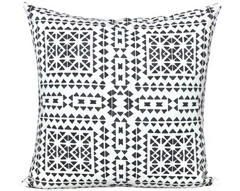 Charcoal/Ivory | Mosaic Block Print | Geometric | Decorative Pillow