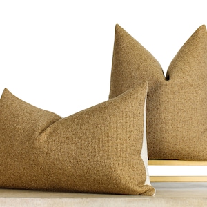 Mustard Yellow Pillow Cover → Boucle Textured Throw Pillow Cover | Solid Yellow & Brown Decor | Vintage Yellow Decor ||| + LUMBAR SIZES