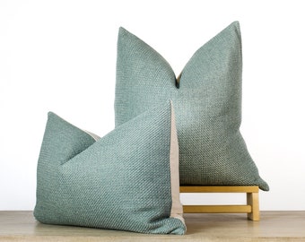 Solid Sage Green Pillow Cover → Light Green Textured Throw Pillow | Solid Green Cushion Cover | Sage Boho Decor ||| Square & Lumbar Sizes