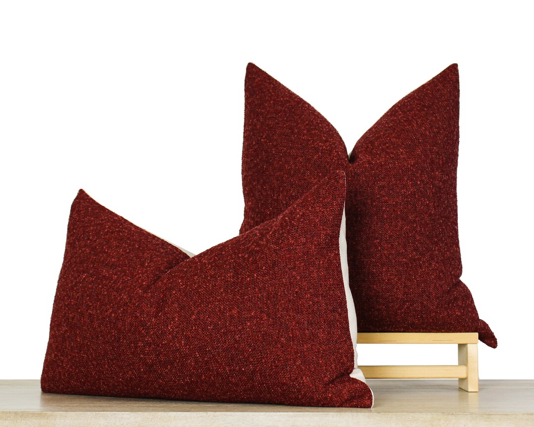 Red Holiday Pillow Cover Textured Boucle Throw Pillow Cover Etsy