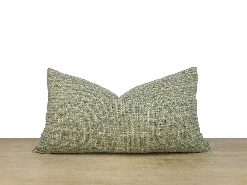 Elegant Sage Green Tweed Pillow Green Brown Chanel Fabric Sophisticated Textures for Modern and