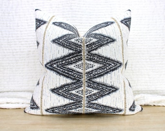 Charcoal Pillow Covers | Diamonds Ornate | Jacquard Weave Fabric | Art Deco Era Inspiration | Lumbar Sizes + Feather Inserts Available