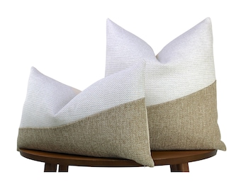Minimalist Decor Throw Pillow → Neutral Biege & White Pillow Cover | Beige Coastal Decor | Soft Modern Minimalism ||| Lumbar Sizes Available
