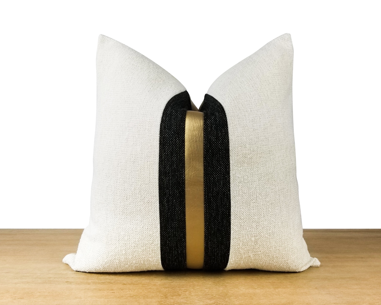 White Black & Gold Pillow Cover Textured Throw Pillow With Etsy