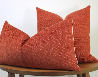 Textured Chenille Pillow Cover → Rust Burnt Sienna | Modern Living Room | Textured Red Decor | LUMBAR SIZES AVAILABLE