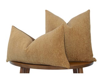 Textured Knit Soft Chunky Pillow Cover → Camel Brown | Modern Living Room | Textured Brown Decor | LUMBAR SIZES AVAILABLE