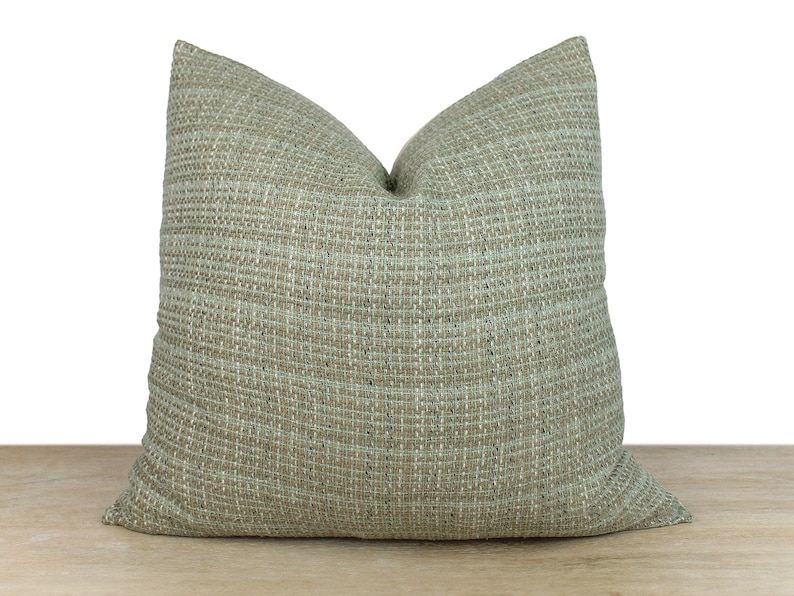 Elegant Sage Green Tweed Pillow Green Brown Chanel Fabric Sophisticated Textures for Modern and