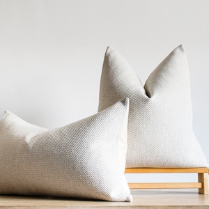Minimalist Cream Decor → Textured Cream Pillow Cover | White Boho Decor ||| Square & Lumbar Sizes