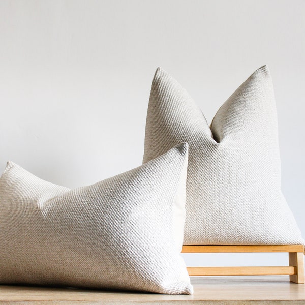 Minimalist Cream Decor → Textured Cream Pillow Cover | White Boho Decor ||| Square & Lumbar Sizes