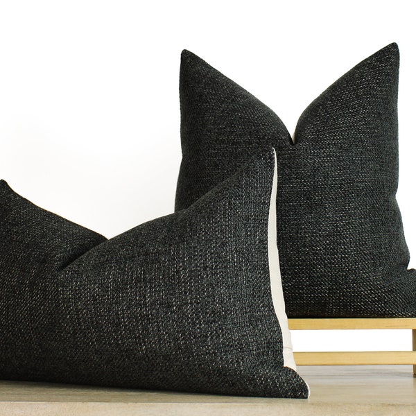 Textured Black Pillow Etsy