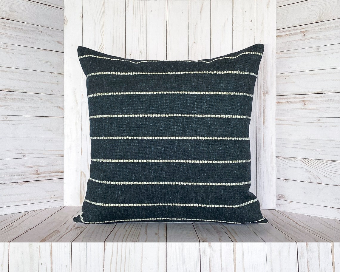 Denim Pillow Cover Blue With White Stripes Textured Etsy