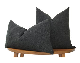Black Textured Boucle Pillow | Luxe Zara Tweed Boucle Fabric | Vintage-Inspired Design for Modern Elegance