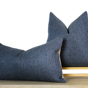 Solid Blue Pillow Cover → Textured Throw Pillow | Coastal Blue Beach House Decor | Blue Lakehouse Decor | Navy Blue Nautical Decor