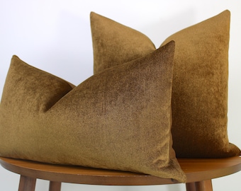 Textured Chenille Pillow Cover → Caramel Bronze | Modern Living Room | Textured Brown Decor | LUMBAR SIZES AVAILABLE