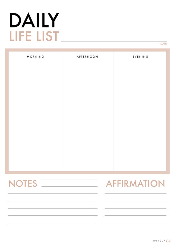 DAILY PLANNER Printable Download Simple Modern Design - Etsy