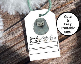 Printable product tags for hand knits, Hand Knitted Tags, cute price tags for knit project, downloadable tags for knitted items, market