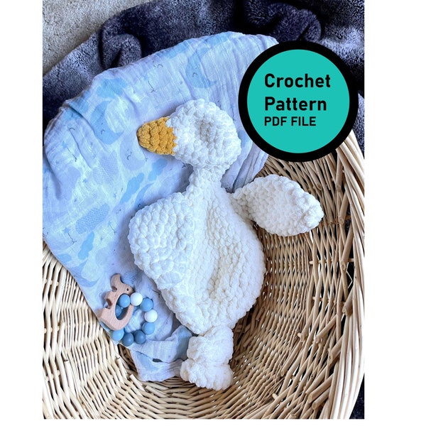 goose lovey pattern for baby, goose snuggler crochet pattern for beginners, farm animal crochet toy patterns for kid gifts, crochet lovey