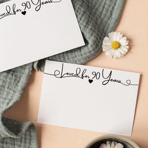 90 Geburtstag Memory Cards, Loved for 90 Jahre Nachricht Notiz Karte zum Geburtstag, sentimentale Geschenkideen für Oma, geliebt für Oma