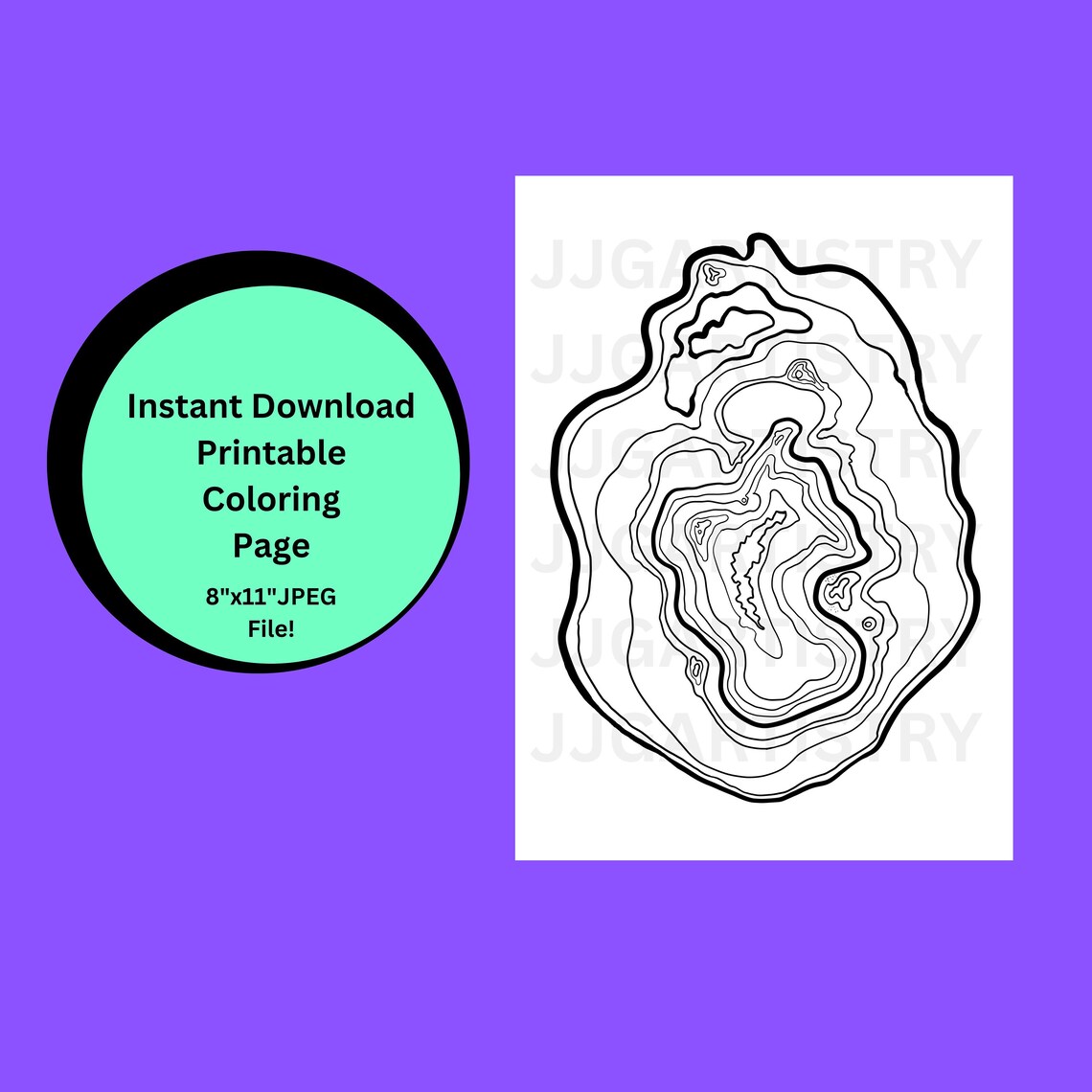 Geode Crystal Coloring Page: Agate Gemstone DIY Art (digital Download ...