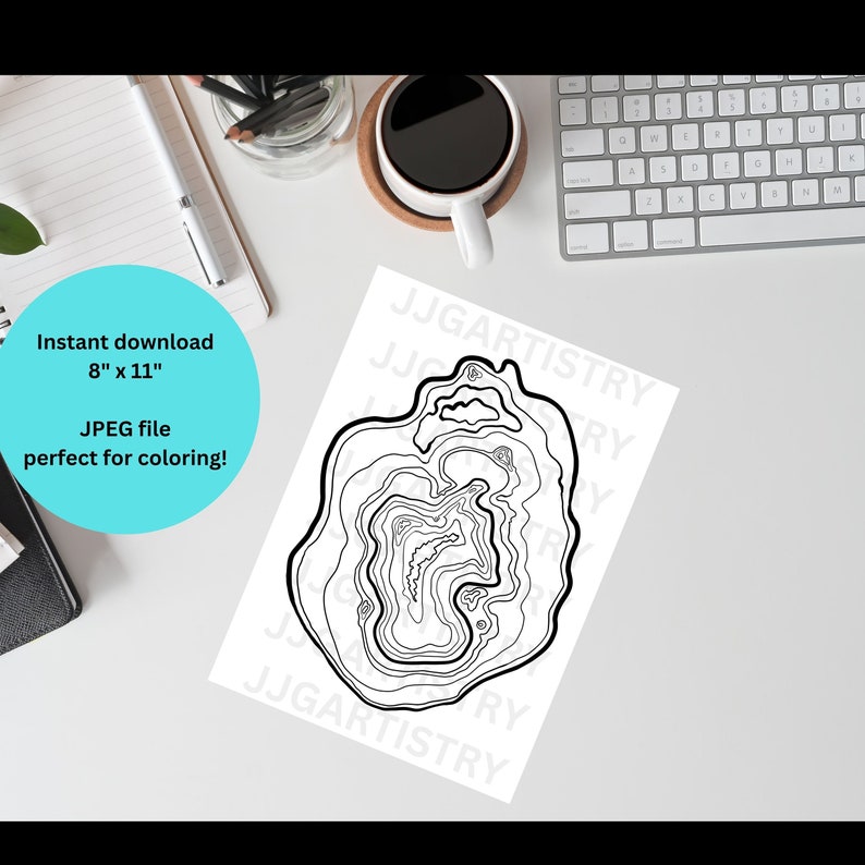 Geode Crystal Coloring Page: Agate Gemstone DIY Art (digital Download ...