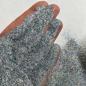 Holographic Fine Glitter Powder - 50g/1.76oz Black Nail Art Glitter for  Resin, 0.008 Non-Toxic Extra Fine Glitter for Tumbler