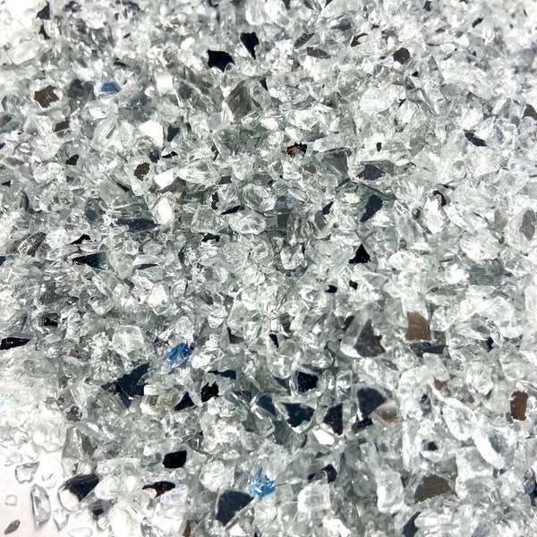 Crushed mirror glass pieces for crafting, broken glass for art, resin art supplies, glass shards, reflective glass chips, glass for resin