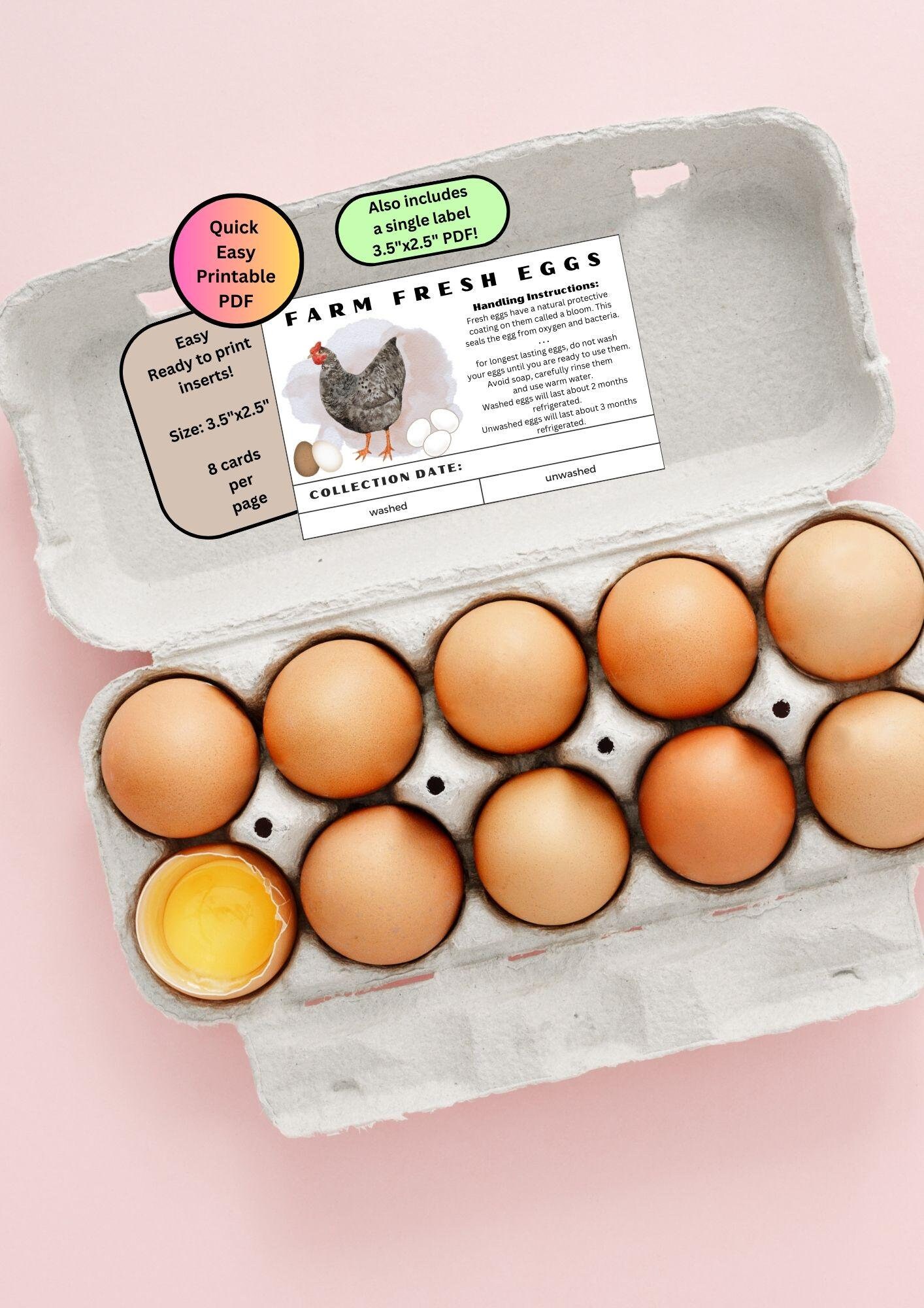 Farm Fresh Egg Handling Guide: Carton Insert Labels (PDF Download) - Etsy