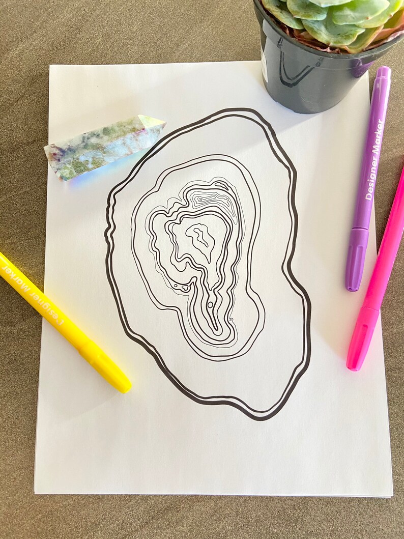 Geode Coloring Page Crystal Coloring Page Witchy Coloring - Etsy Finland